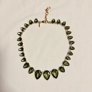 Green gem stone statement necklace